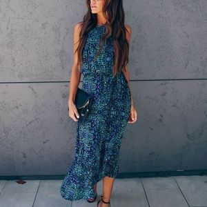Aquaria Printed Asymmetrical Midi Dress